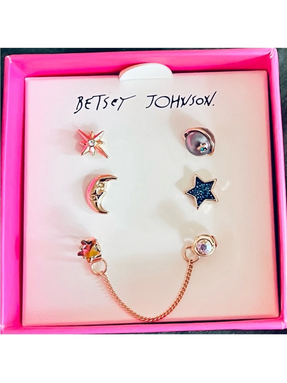 BETSEY JOHNSON™️ Gold-Tone Celestial Stud Mismatched Earring Set